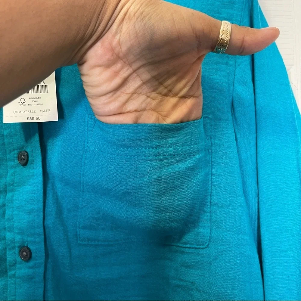 J.Crew Teal Double-gauze button-up shirt Sz Xs